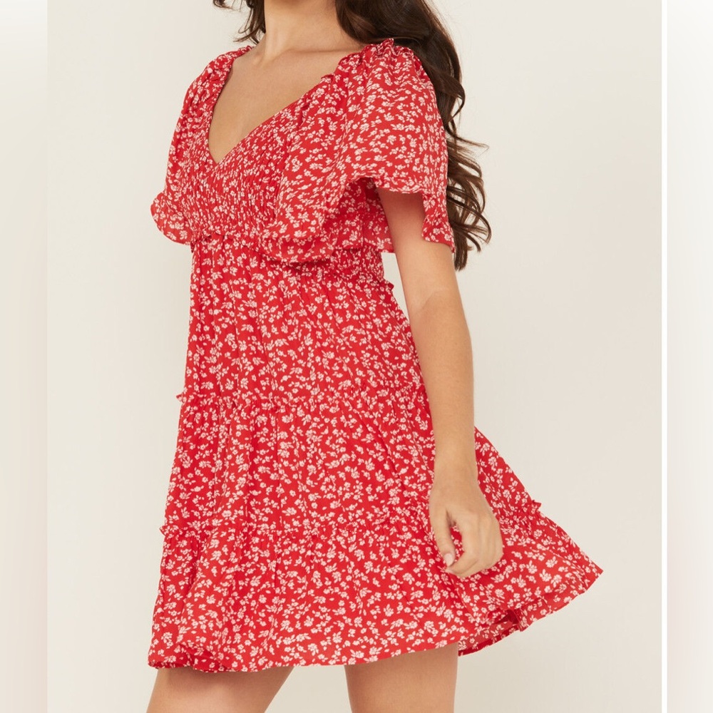 Red Floral Women's Dress NWOT